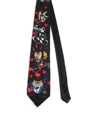 Warner Bros. Looney Tunes Black Tie with Multicolor Logo